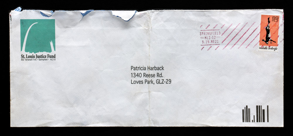 An envelope from the Jarndyke ark, an artifact from Thomas Doyle's arkology project.