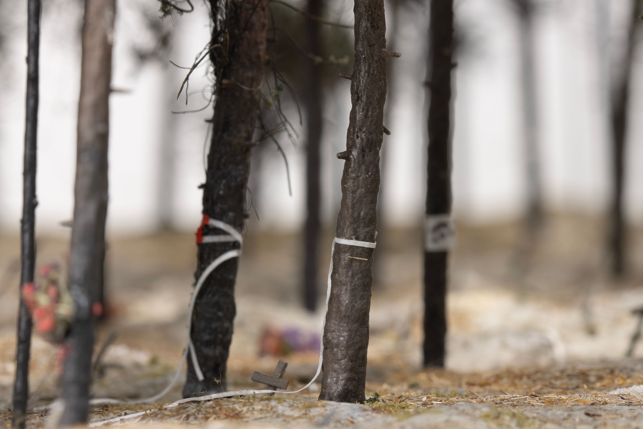 Model of a mass grave site near Izium, Ukraine, by artist Thomas Doyle for the Howard G. Buffett Foundation