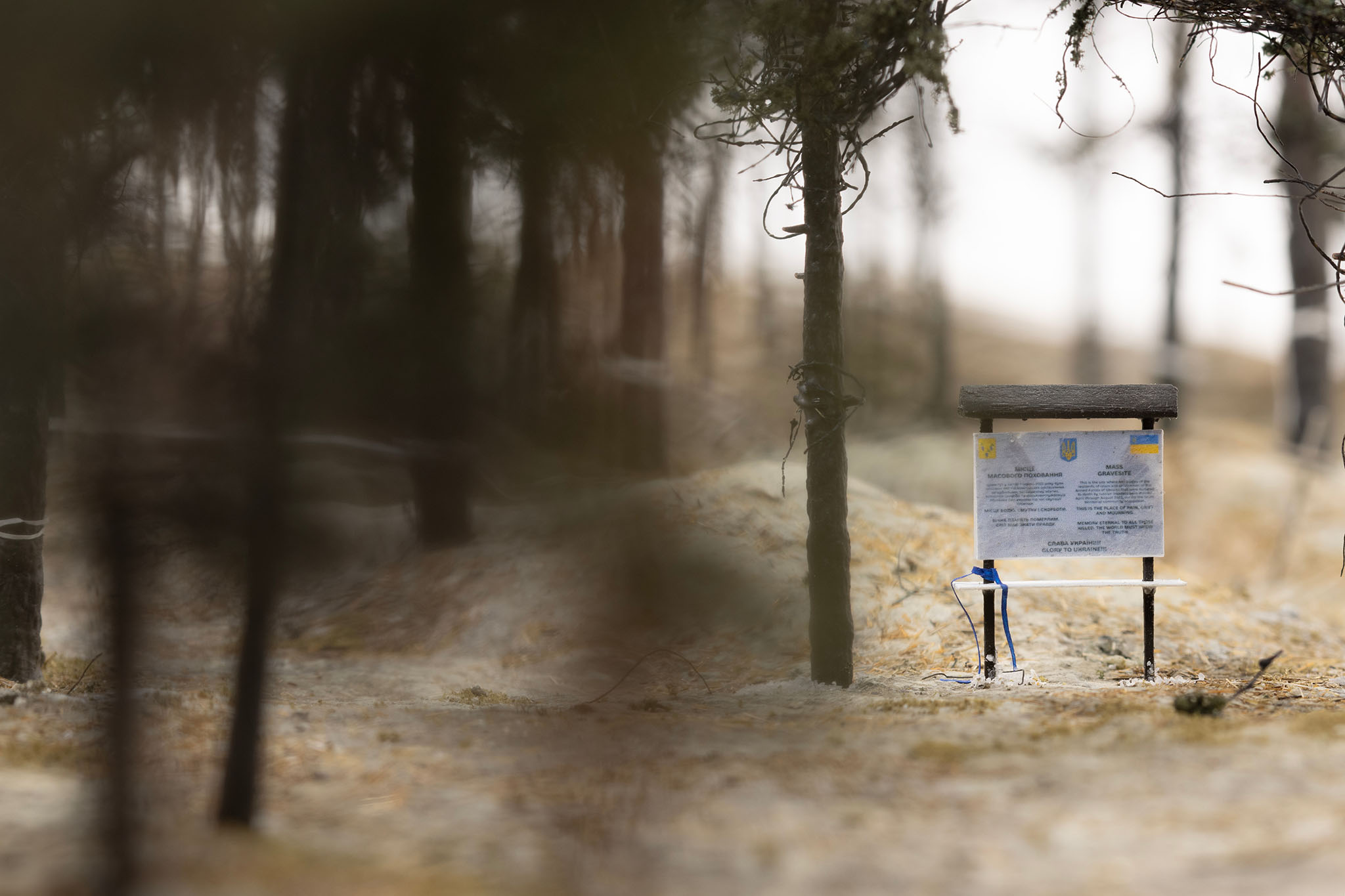 Model of a mass grave site near Izium, Ukraine, by artist Thomas Doyle for the Howard G. Buffett Foundation