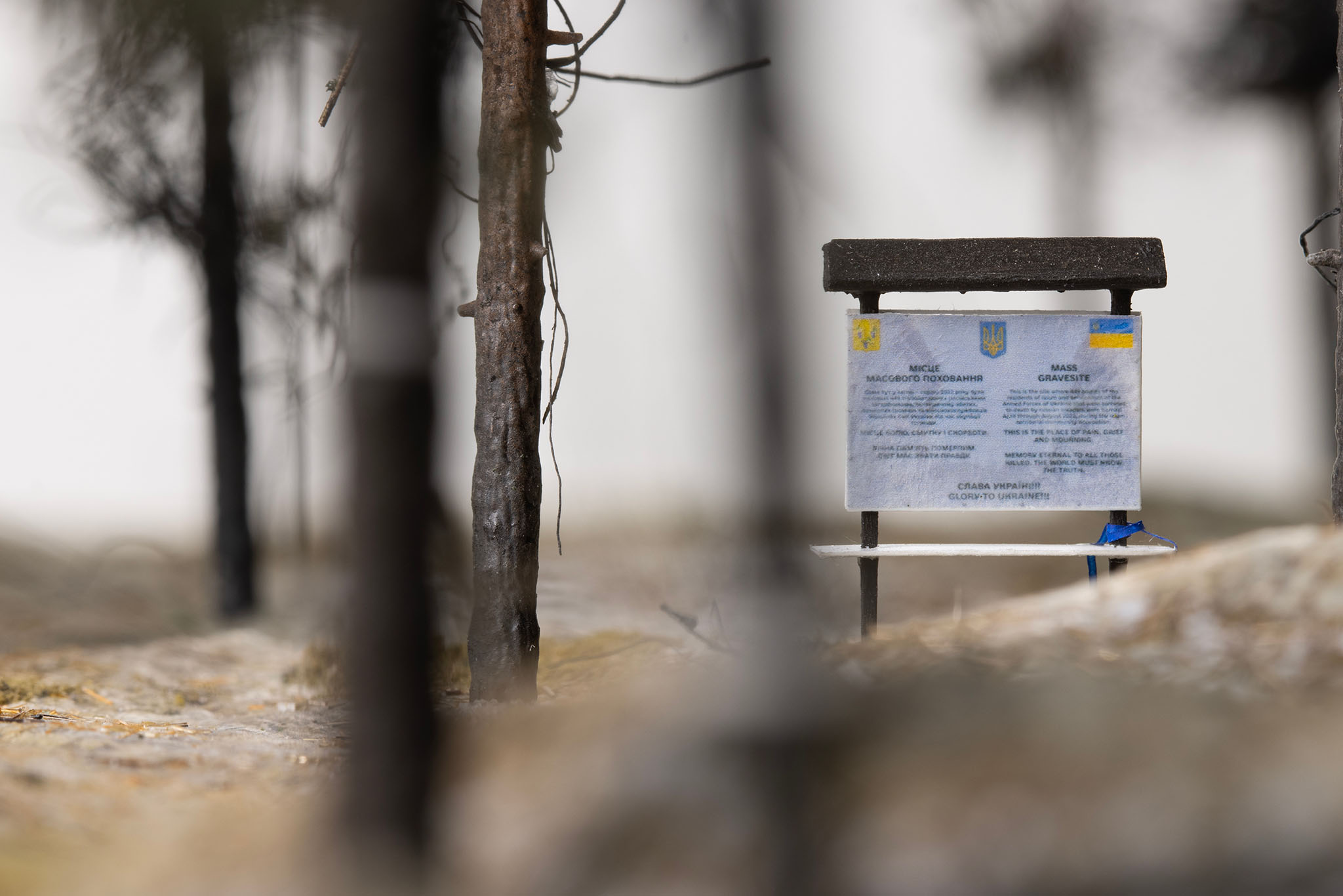 Model of a mass grave site near Izium, Ukraine, by artist Thomas Doyle for the Howard G. Buffett Foundation