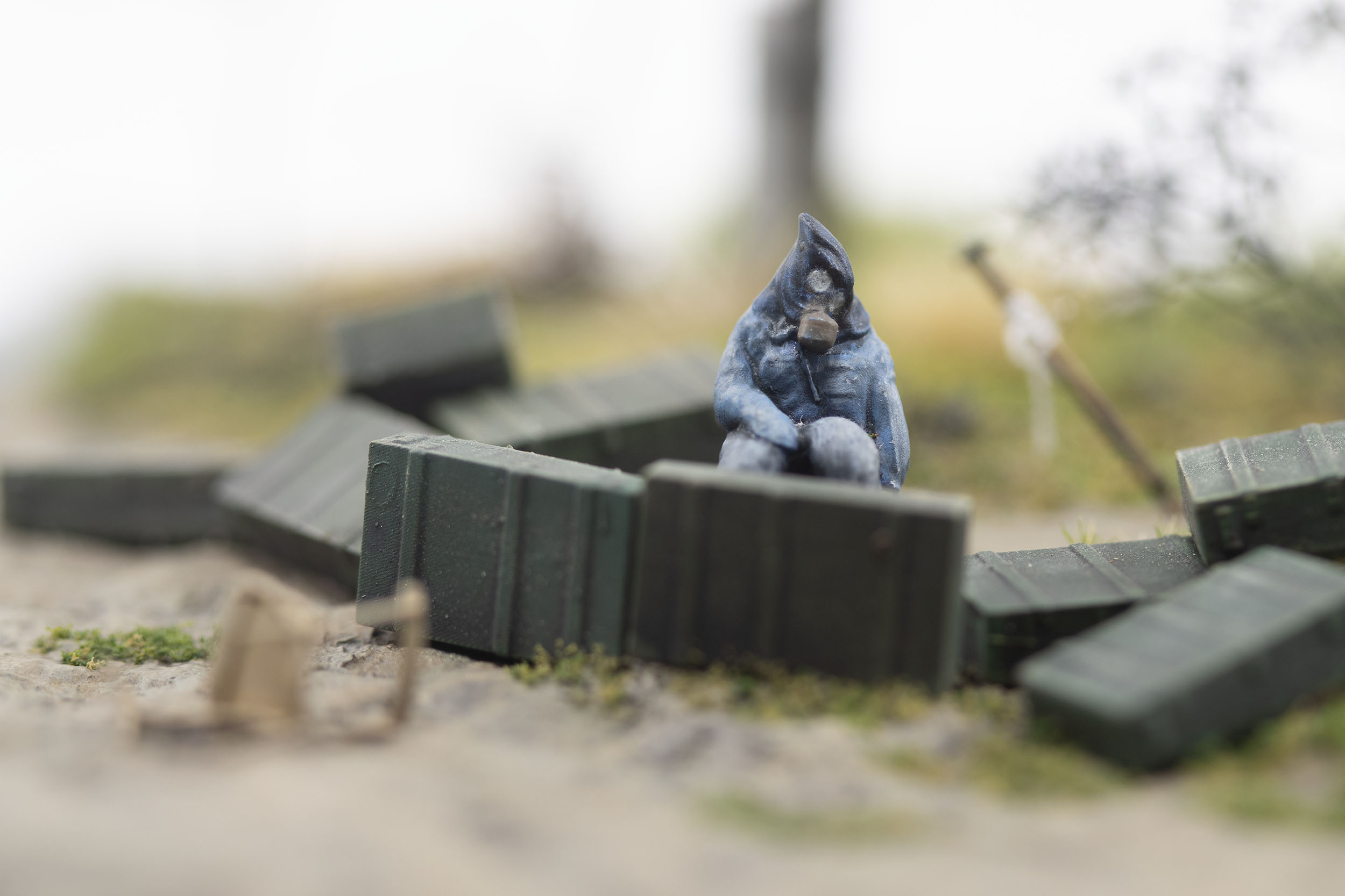 Model of a decoy soldier in the village of Kamianka, Ukraine, by artist Thomas Doyle for the Howard G. Buffett Foundation